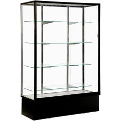 48" Glass Display Case with Adjustable Shelves, BLACK - 48"L x 20"W x 72"H